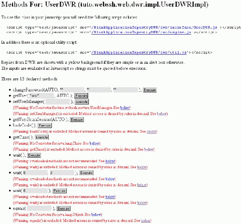 Figure8 : Debugger DWR pour le service UserManager